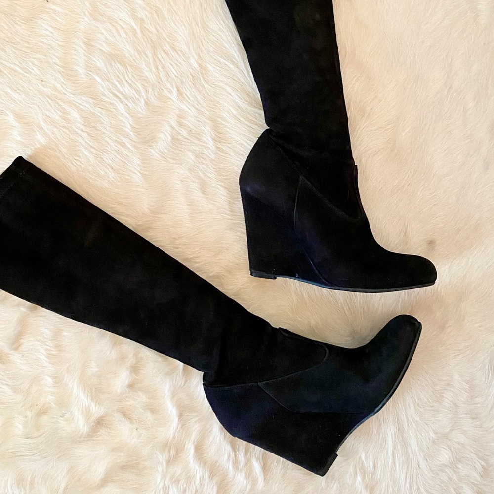 Bally Suede Black Wedge Boot